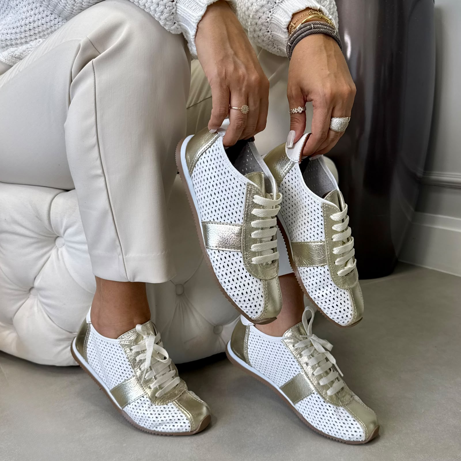 TÊNIS RFK 404 BRANCO OURO